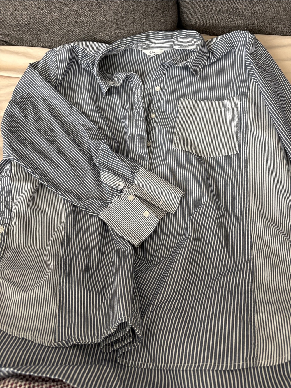 Reitmans Blue and White Striped Button-Down Shirt